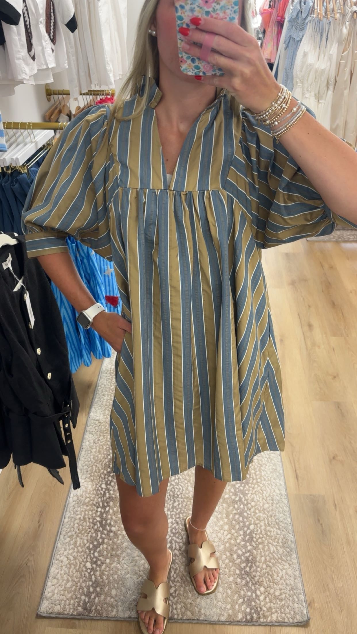 MMIS Hazel Fall Stripe Short Sleeve Dress