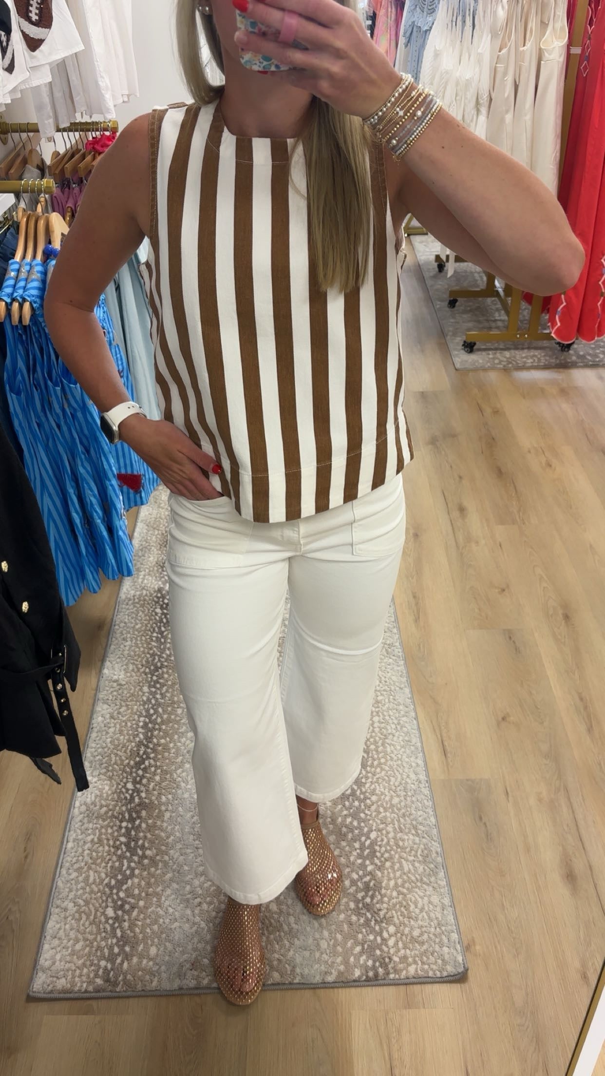 Velvet Heart Anna Taupe Stripe Top