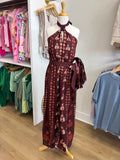 Ciebon Plum Multi Halter Maxi Dress