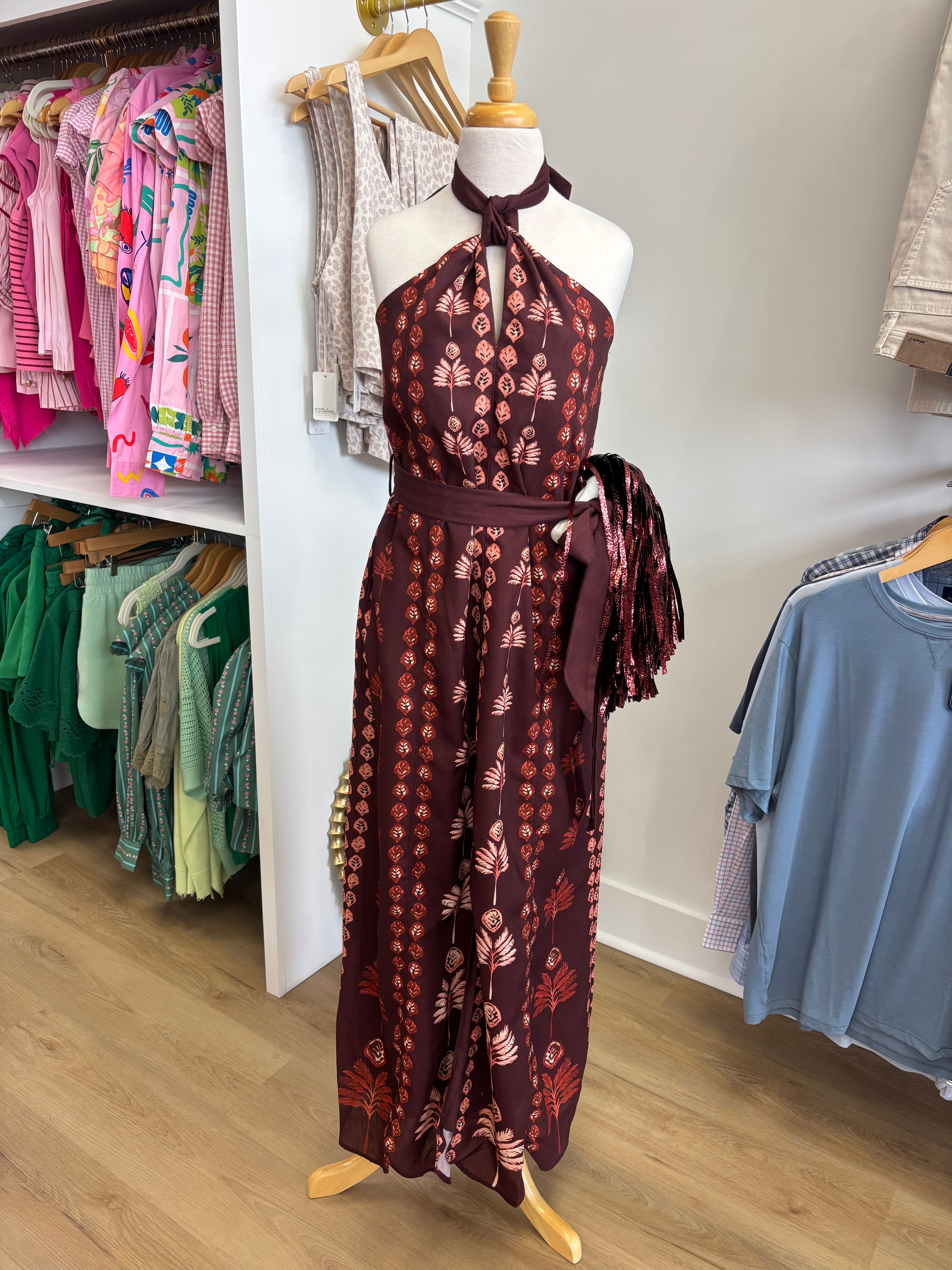 Ciebon Plum Multi Halter Maxi Dress