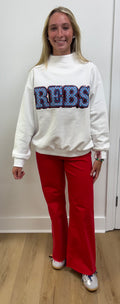 QOS REBS White Mock Neck Sweatshirt