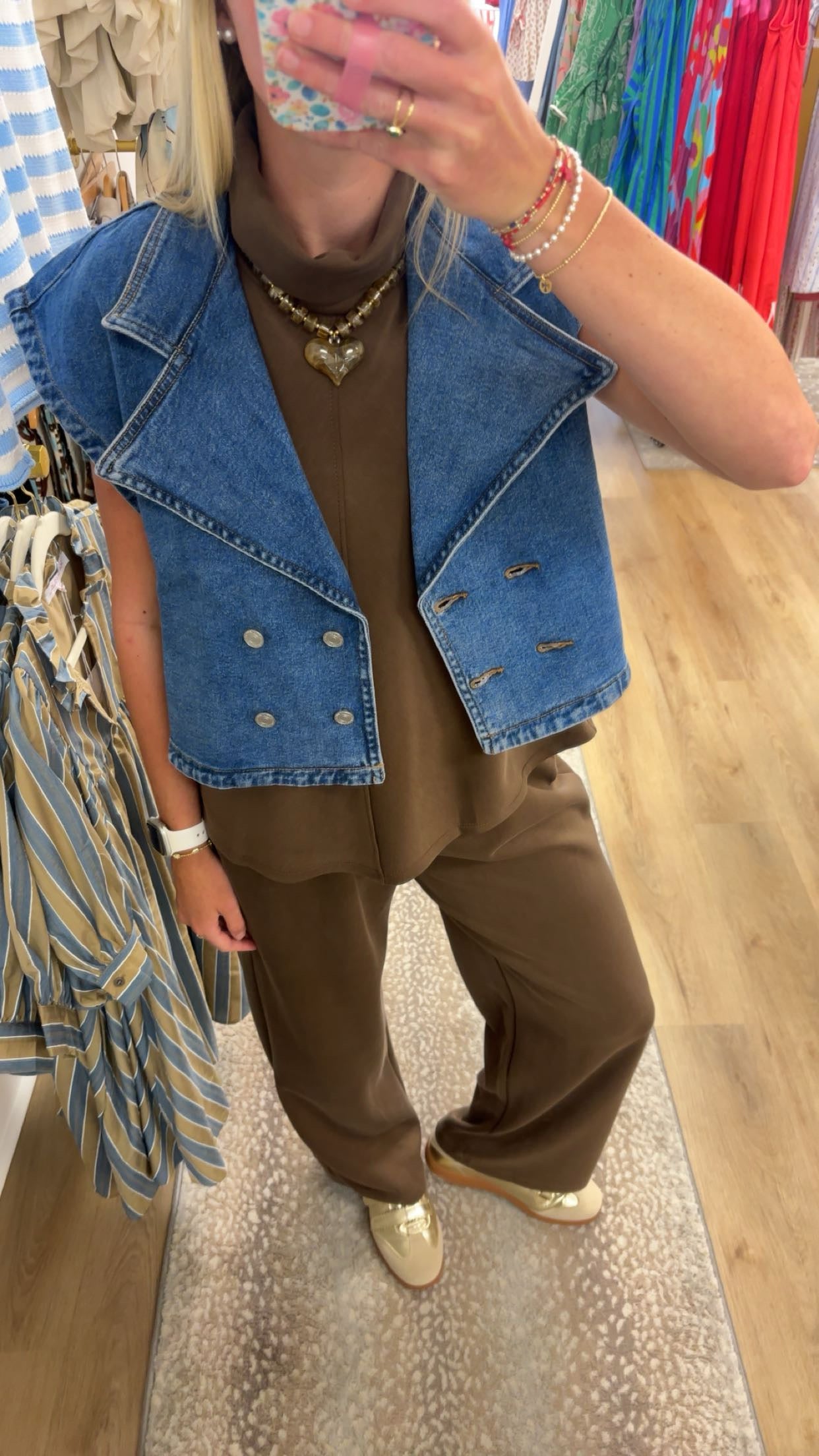 ELAN Denim Double Button Vest