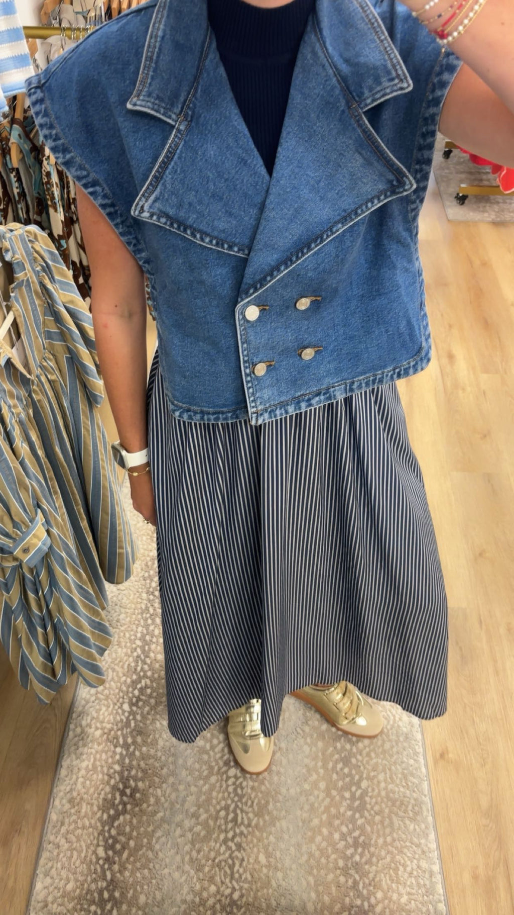 ELAN Denim Double Button Vest