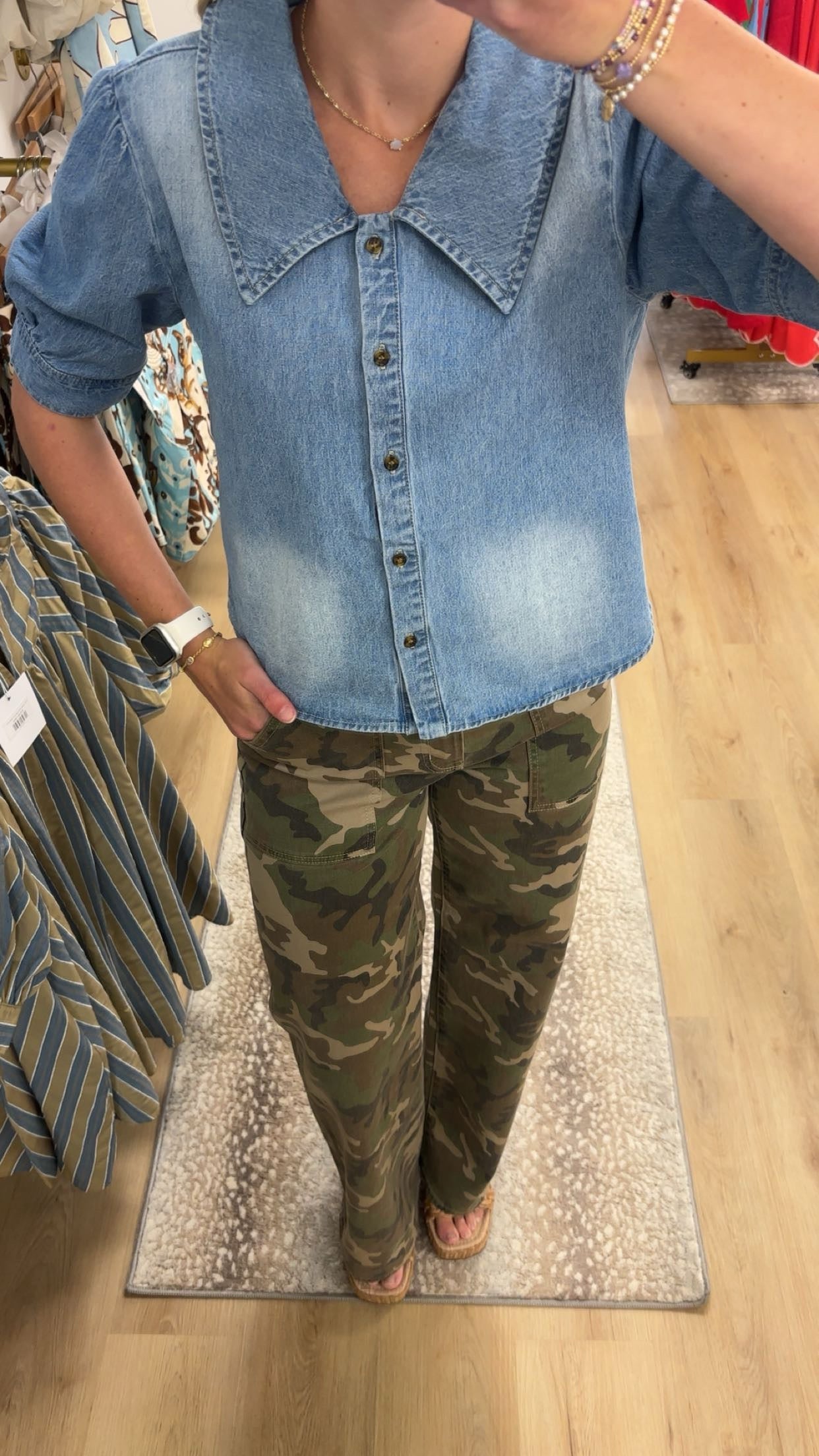 Velvet Heart Babette Short Sleeve Puff Denim Top