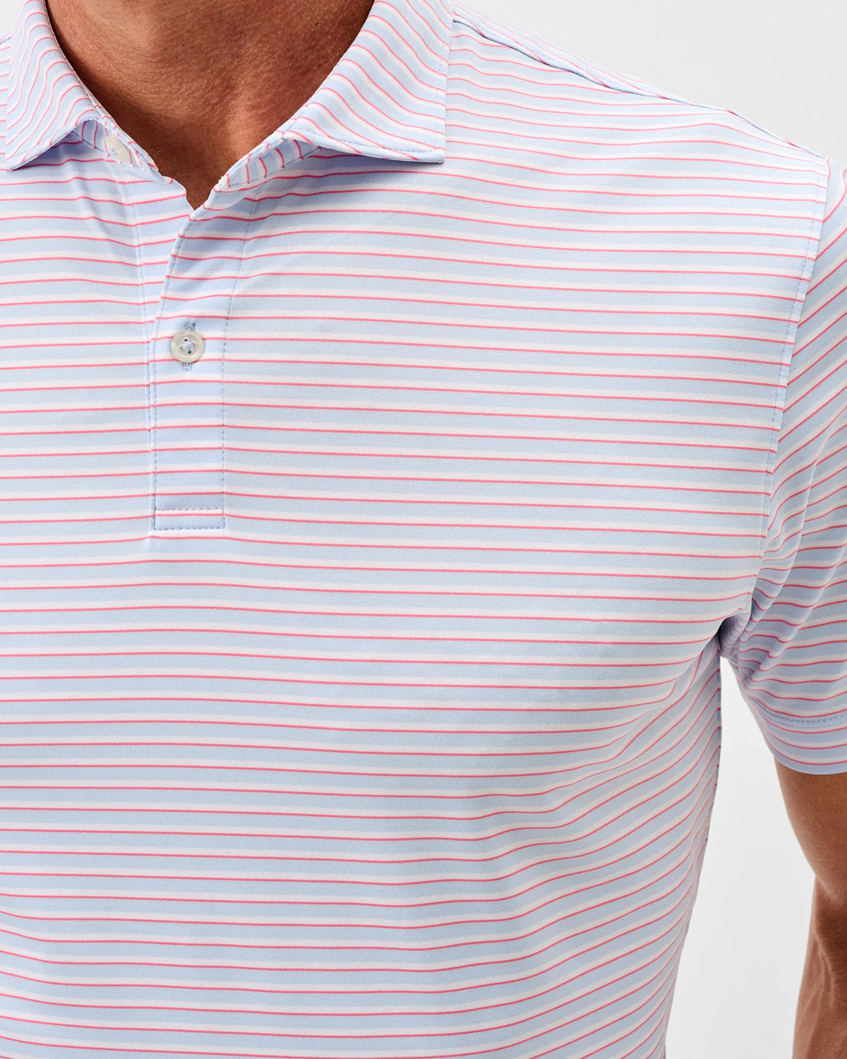 Johnnie O Rez Light Blue/ Pink Stripe Polo