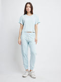 Self Contrast Kaziah and Wesley Light Blue Jogger Set