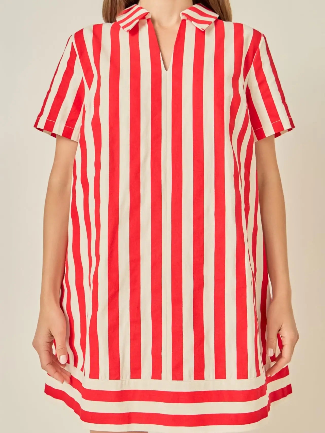 English Factory Red and White Stripe Dress