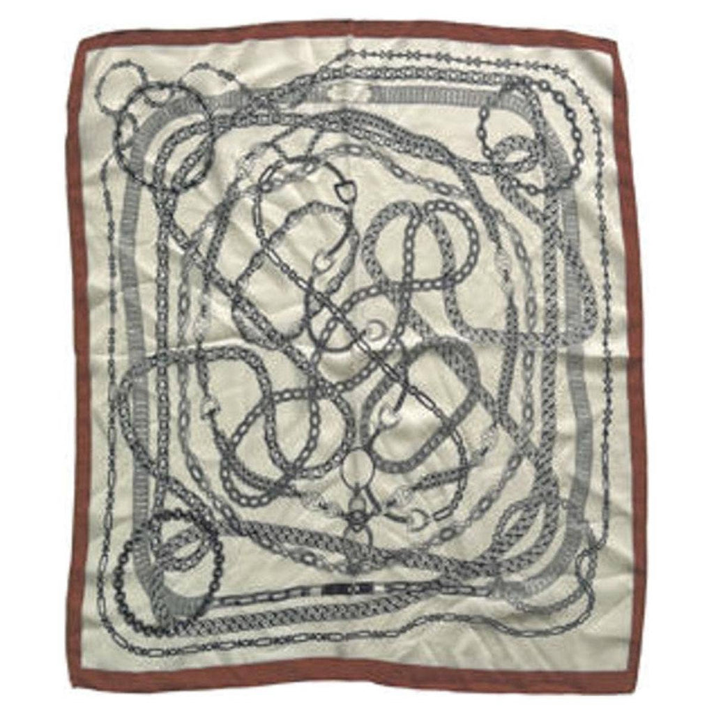 anbfashion - Chaos Chain Link Print Silky Bandana Square Neck S ISC-94664: IVORY