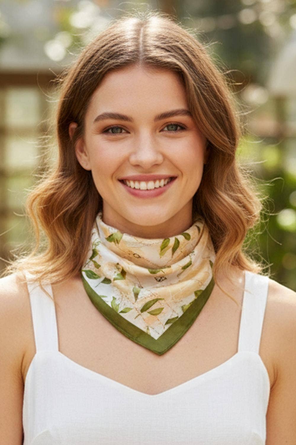 anbfashion - Floral Overlay QuiltedSilky Bandana Square Neck Scarf 6: RD