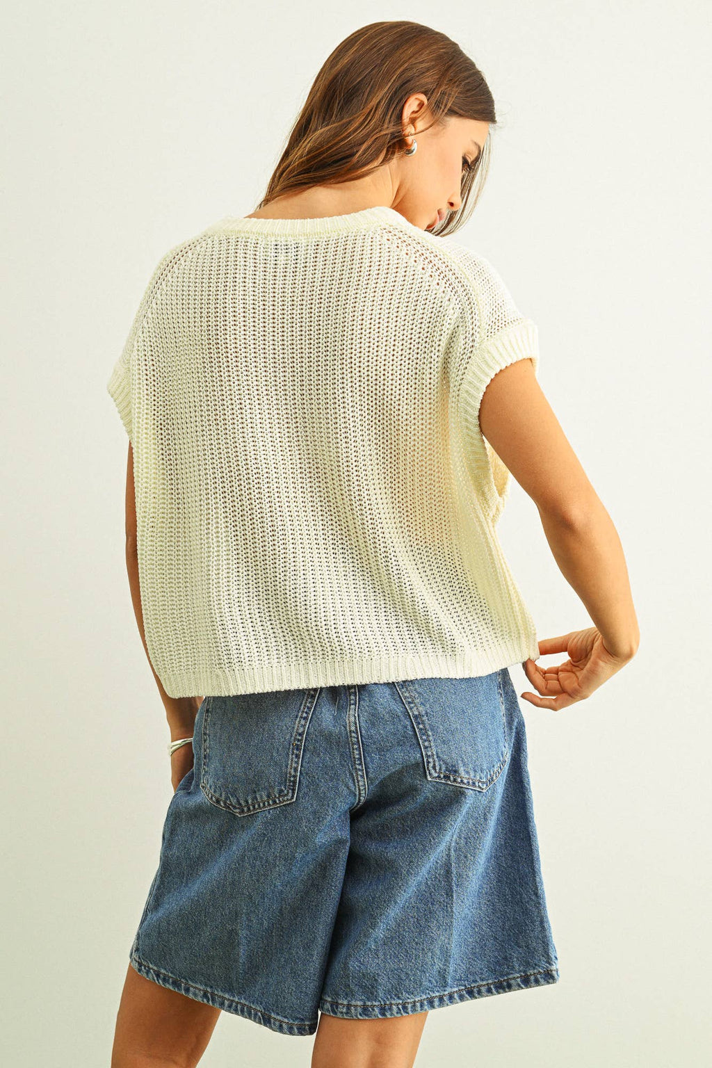 MIOU MUSE - T3332   DOLMAN SLEEVE KNITTED TOP: OFF WHITE