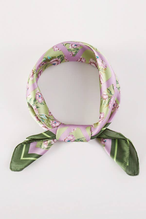 anbfashion - Geometric Floral Pattern Bandana BB0091: Pink Green