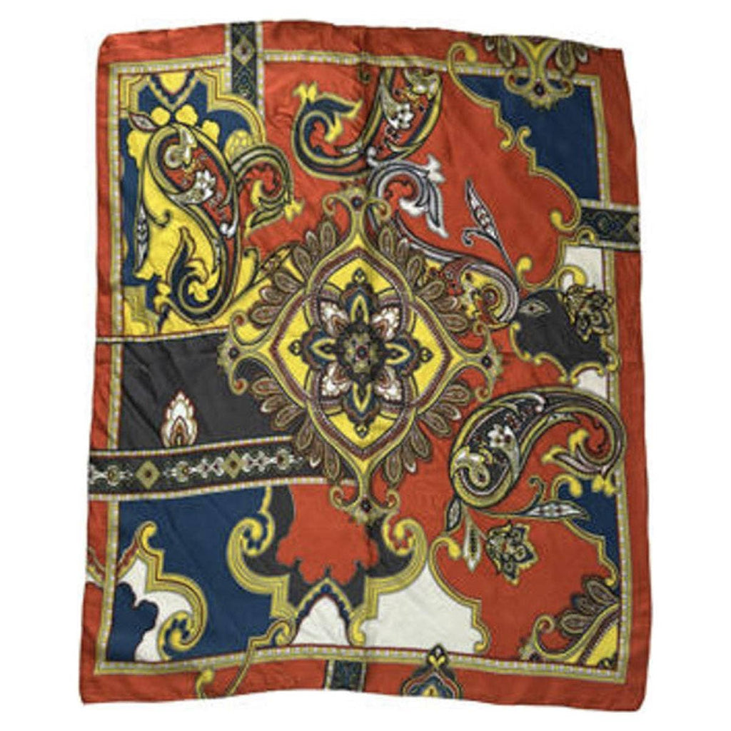 anbfashion - Ornate Baroque Print Silky Bandana Square Neck Sca ISC-94694: ORANGE