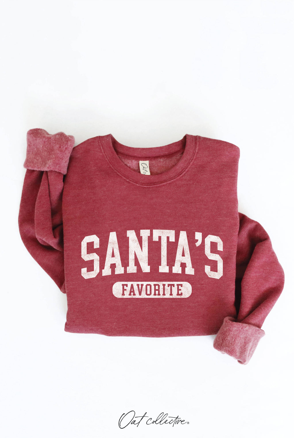SANTA'S FAVORITE Sweatshirt: VINTAGE WHITE LONG SLEEVE / S