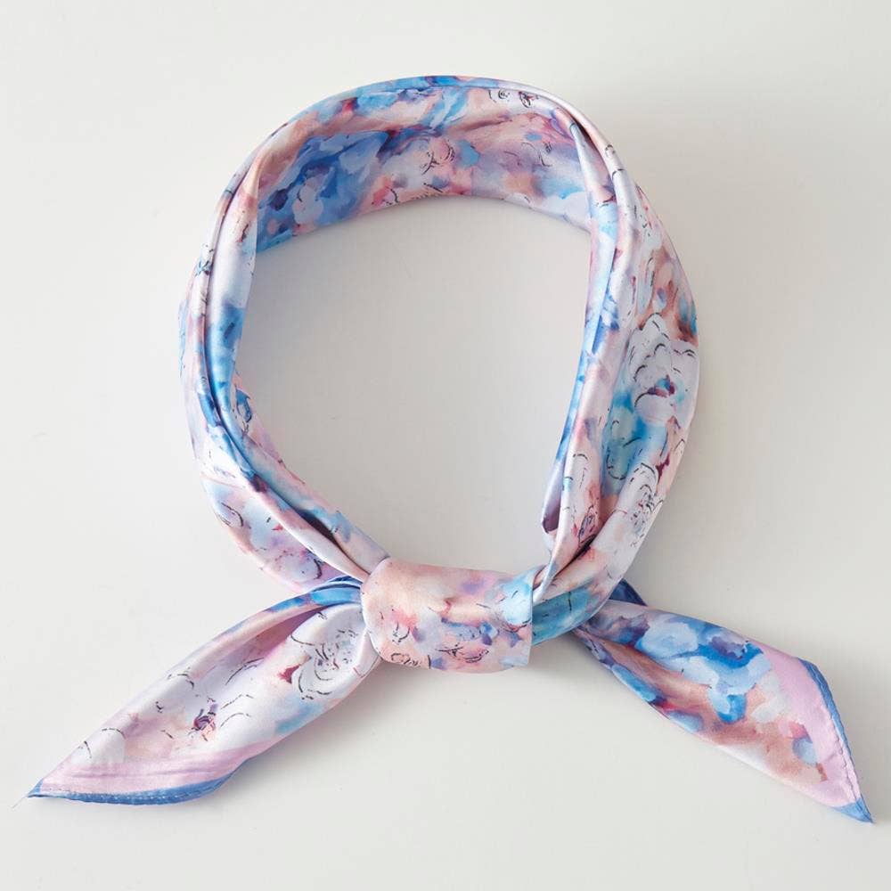anbfashion - FLORAL PRINT SILKY BANDANA NECK SCARF BS-0059: Or