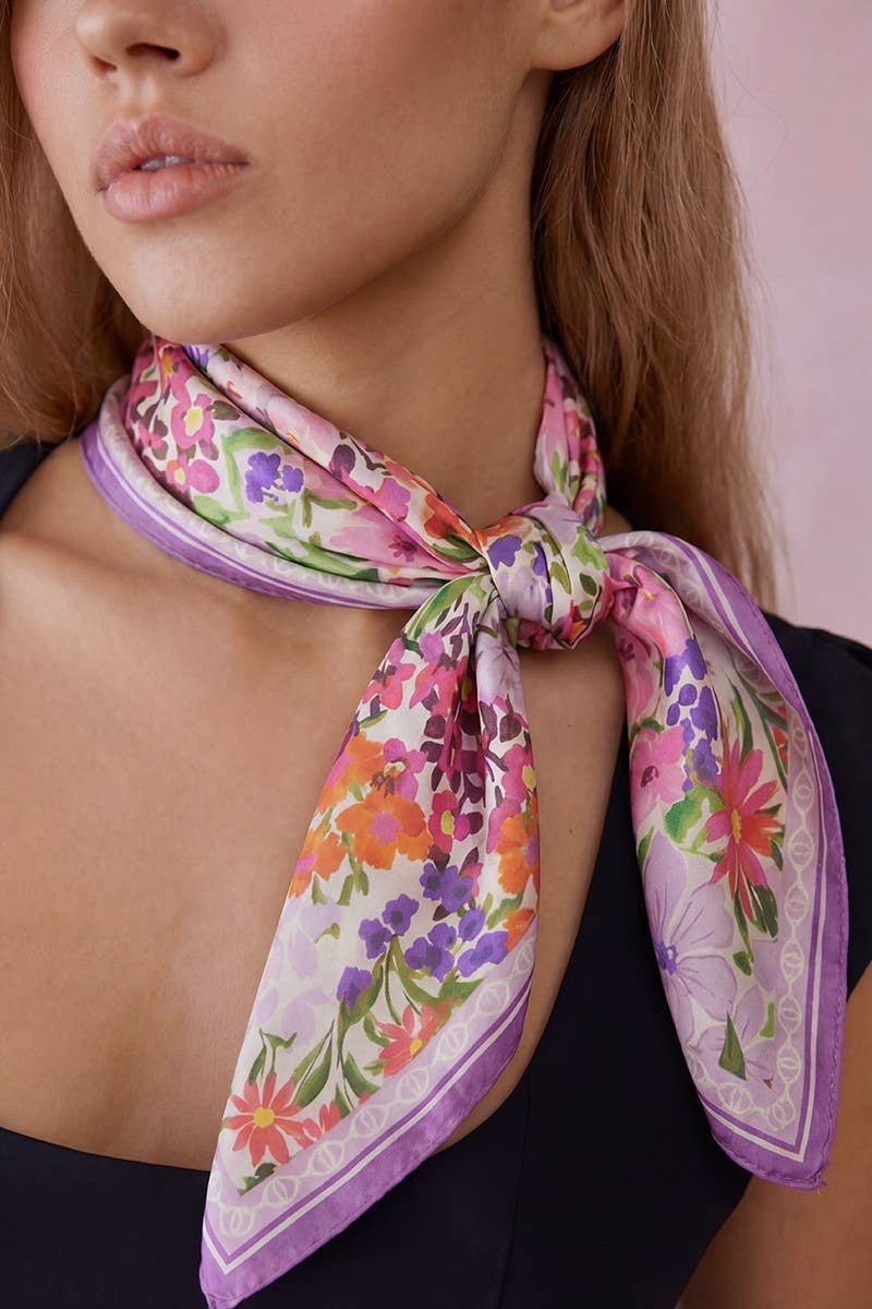 Floral Print Bandana BS0136: Purple