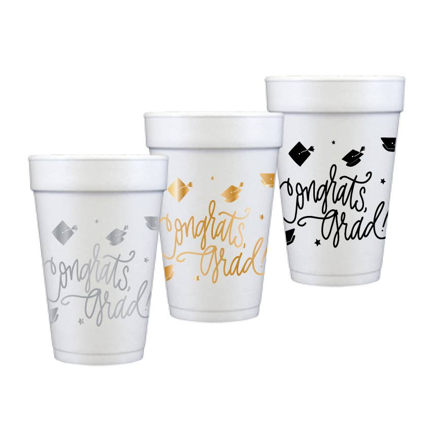 Natalie Chang - Congrats, Grad!  | Foam Cups (3 colors): Black