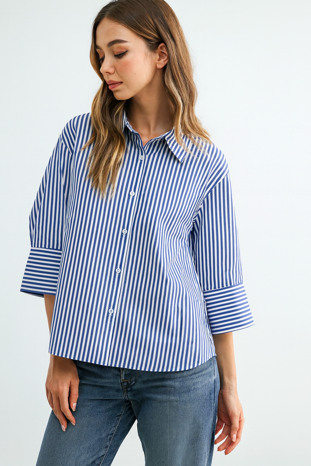 Joh Apparel - Janice Top with Stripes (No Flowers): Emerald