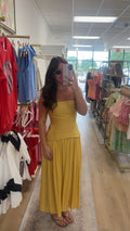 Reset by Jane Butter Yellow Strapless A-Line Maxi Dress