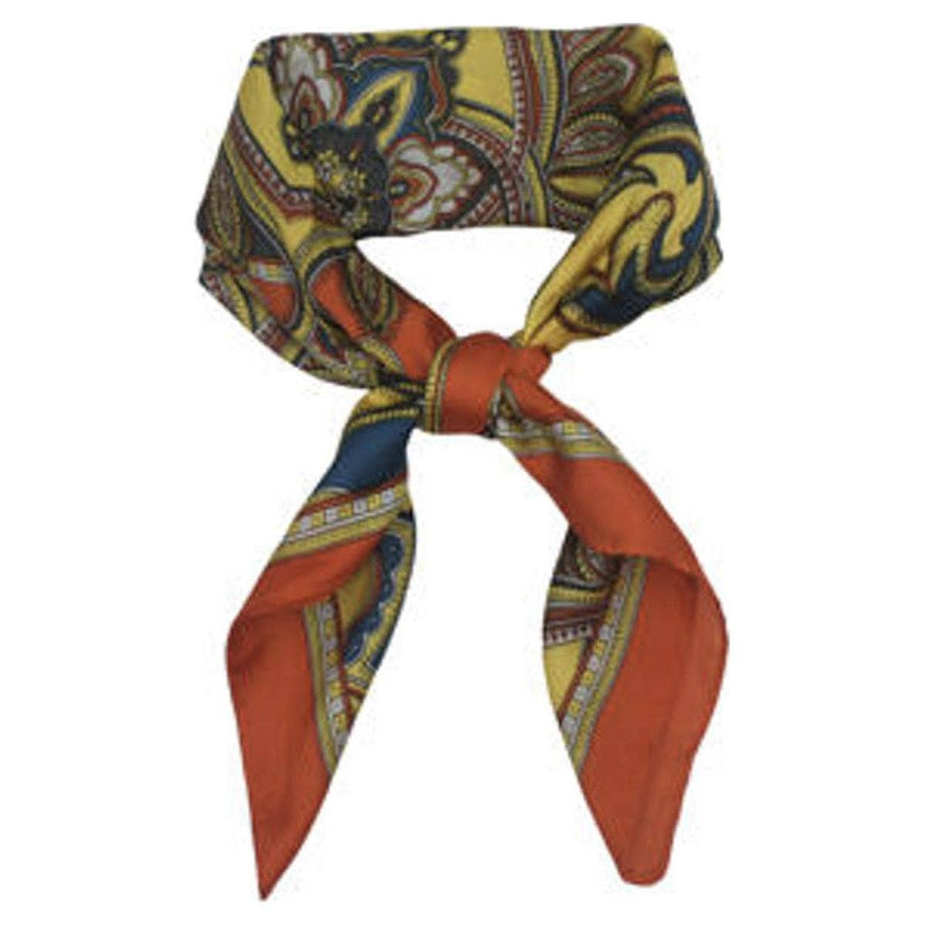 anbfashion - Ornate Baroque Print Silky Bandana Square Neck Sca ISC-94694: ORANGE