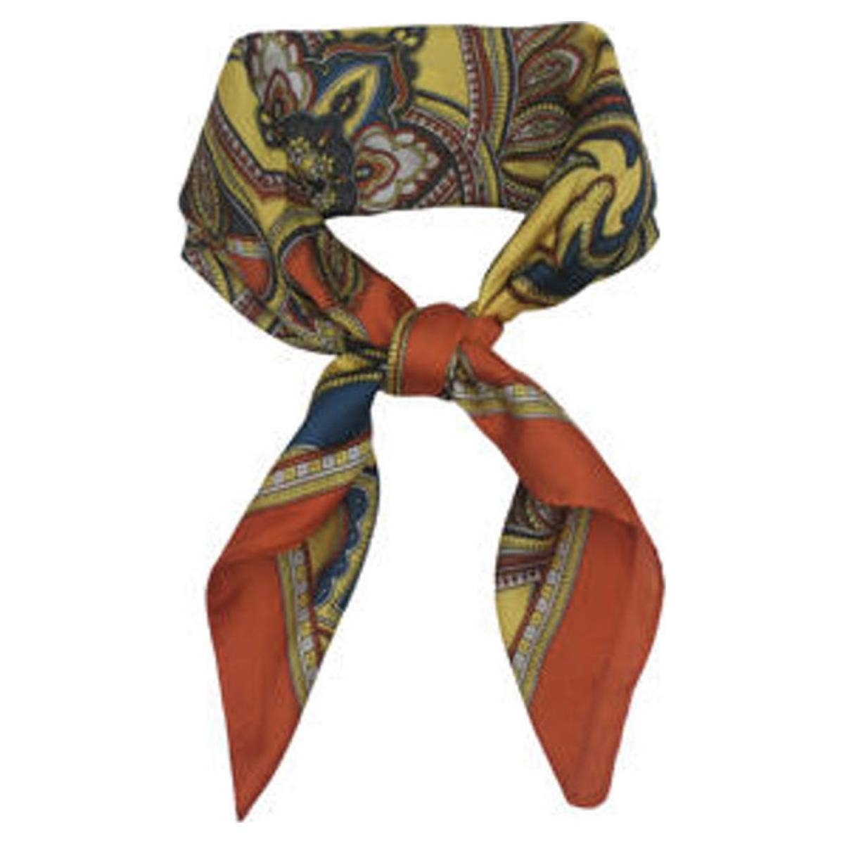 anbfashion - Ornate Baroque Print Silky Bandana Square Neck Sca ISC-94694: ORANGE