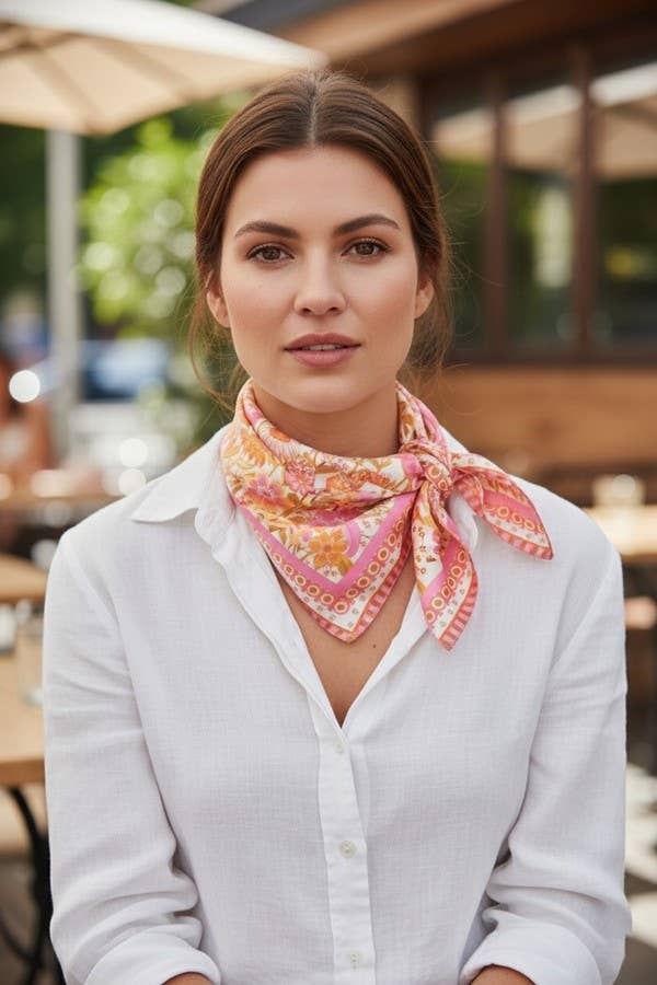 anbfashion - Retro Floral Print Bandana BB0137: Pink