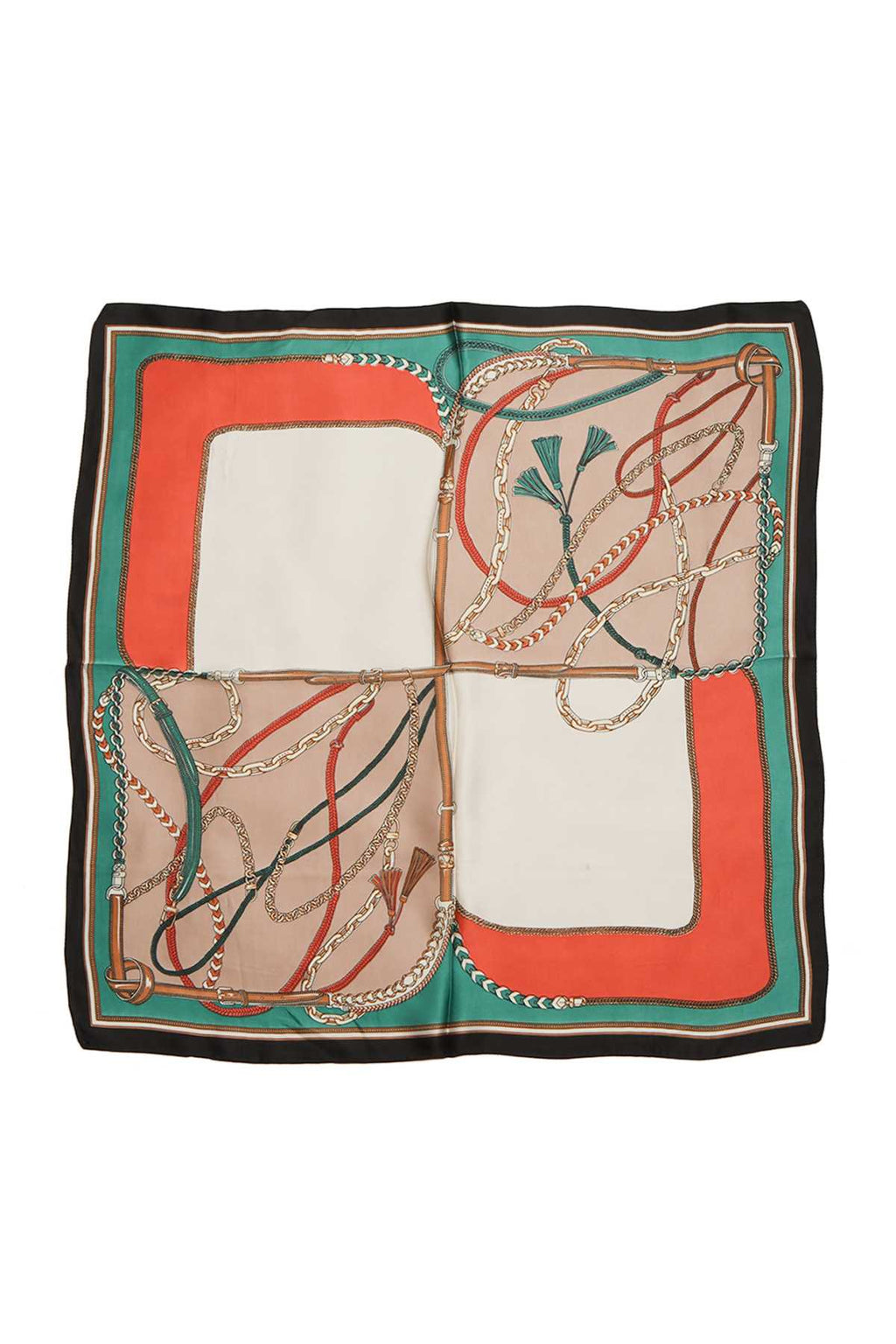 COLOR BLOCK CHAIN PRINT BANDANA SCARF IS1049: Yellow