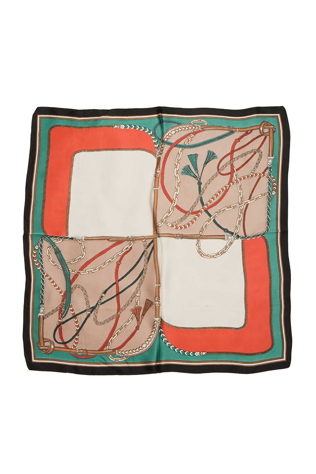 COLOR BLOCK CHAIN PRINT BANDANA SCARF IS1049: Yellow