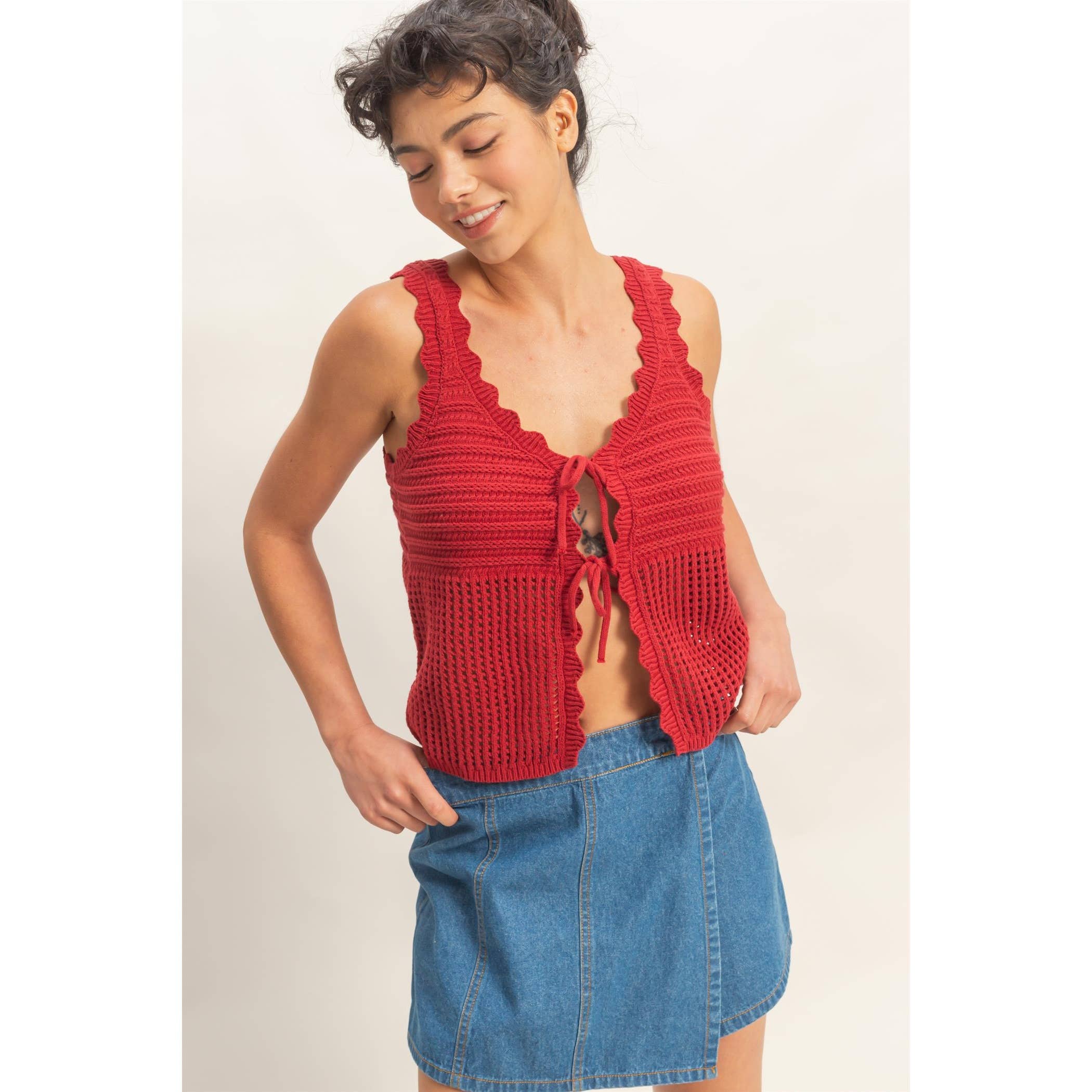 Double Zero - Sleeveless Open Knit Double CREAM
