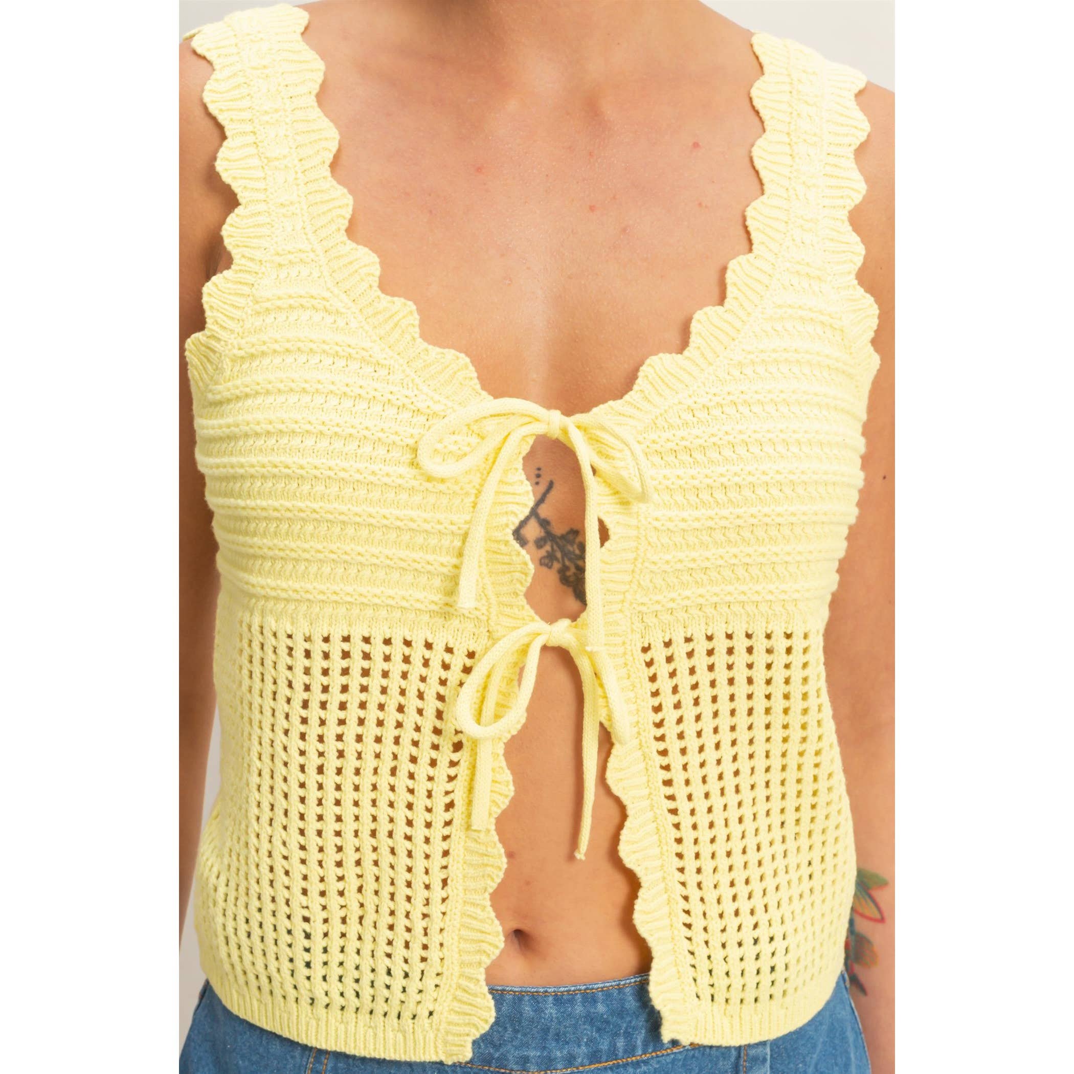 Double Zero - Sleeveless Open Knit Double CREAM