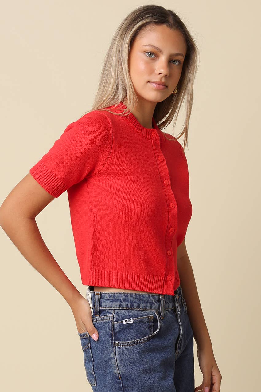Olivaceous Leia Short Sleeve Knit Top IN Orange