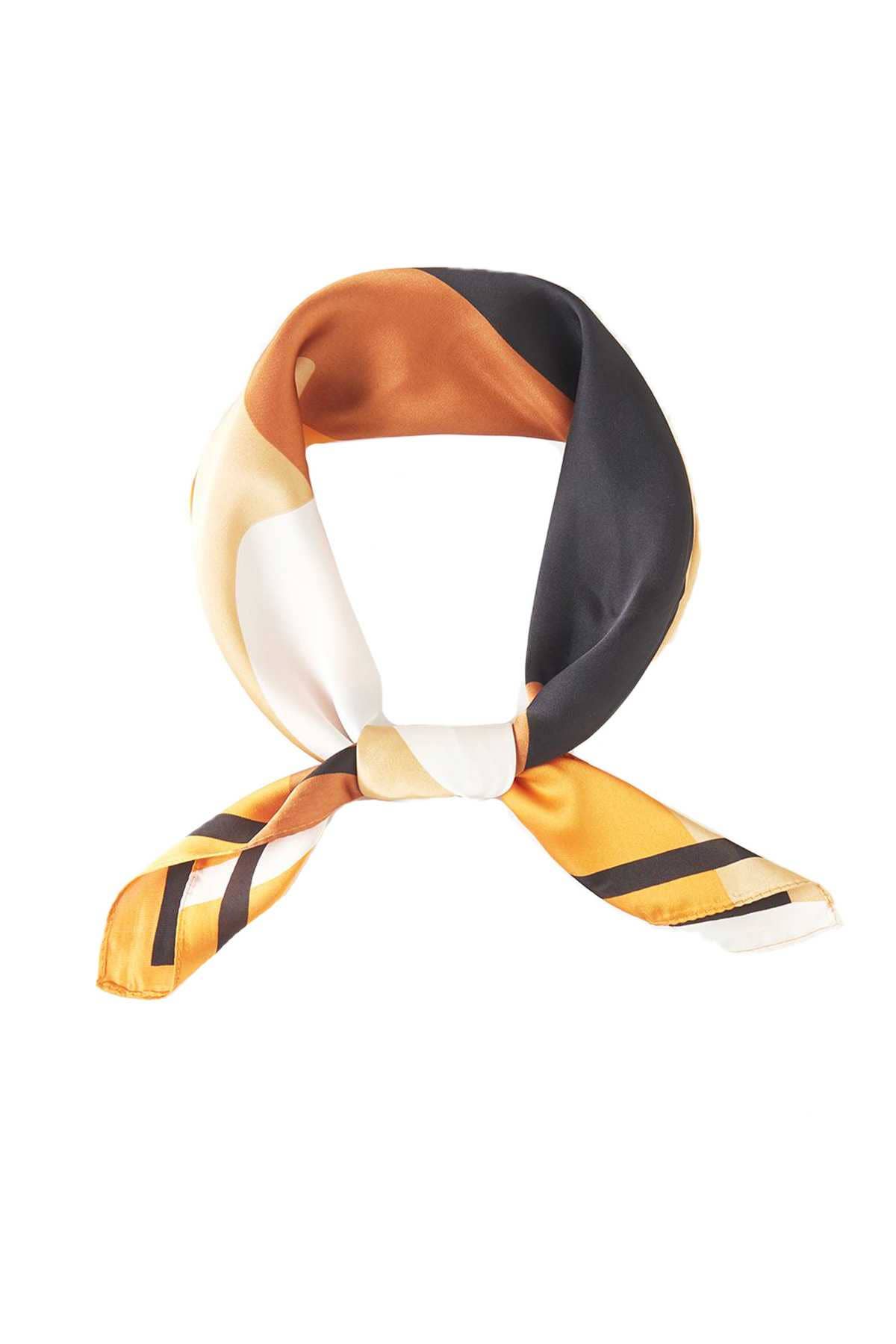 ABSTRACT PATTERN PRINT SCARF BS0052: Brown