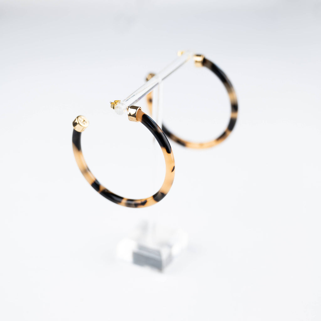 Hoo Hoops - Lightweight Large Hoop Earrings - Tortoise Shell
