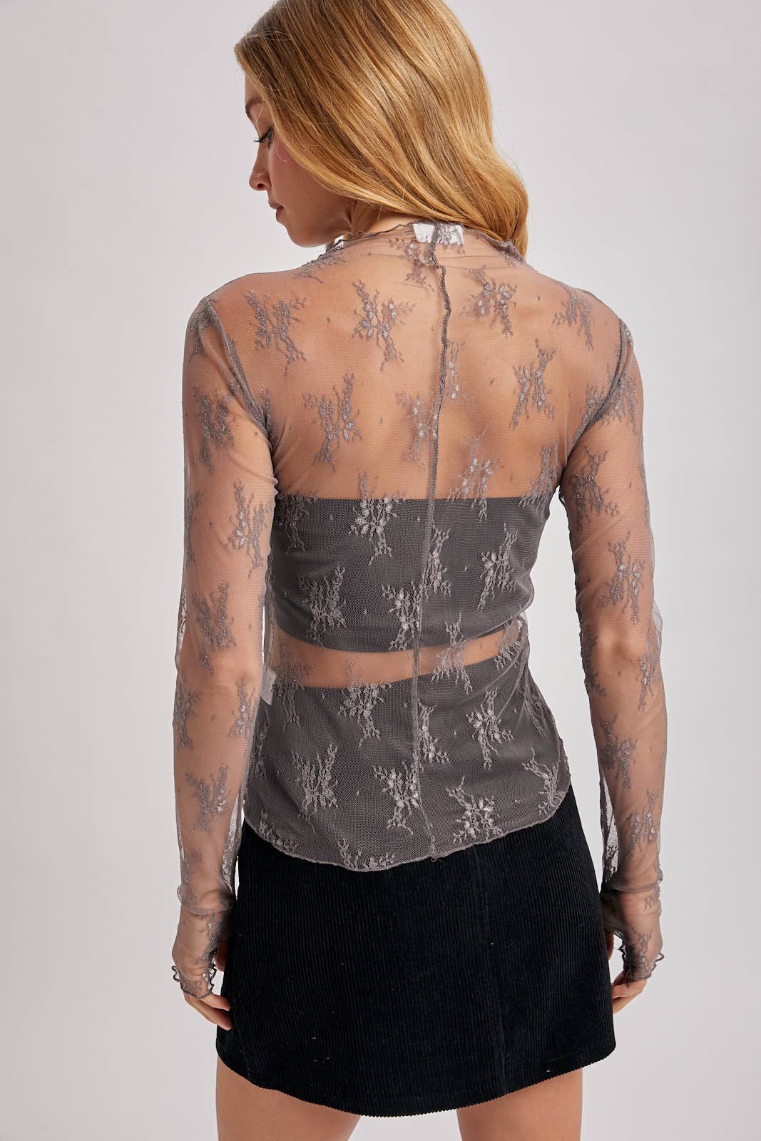 Bluivy - FLORAL EMBROIDERY LACE MESH LAYERING TOP: IVORY