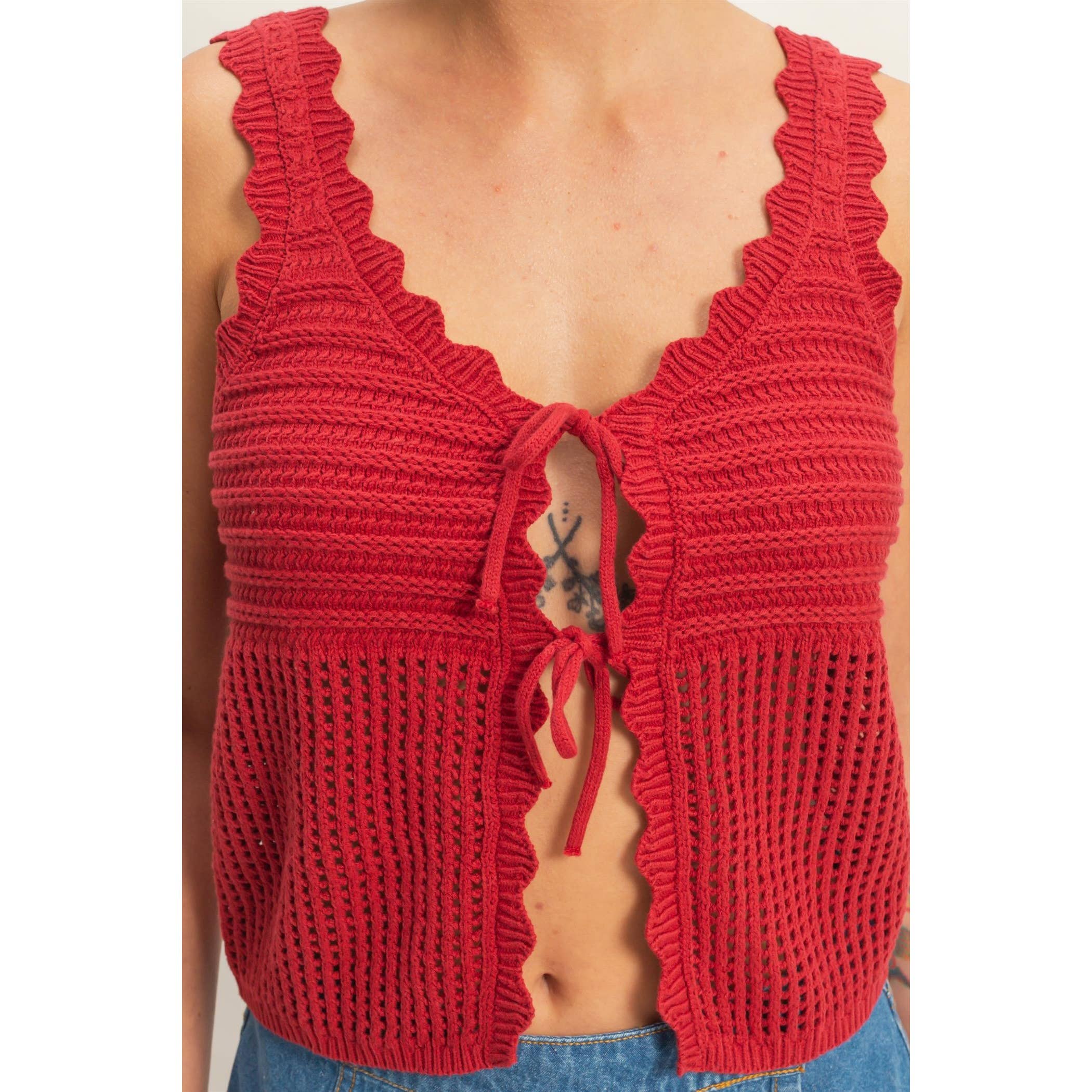 Double Zero - Sleeveless Open Knit Double CREAM