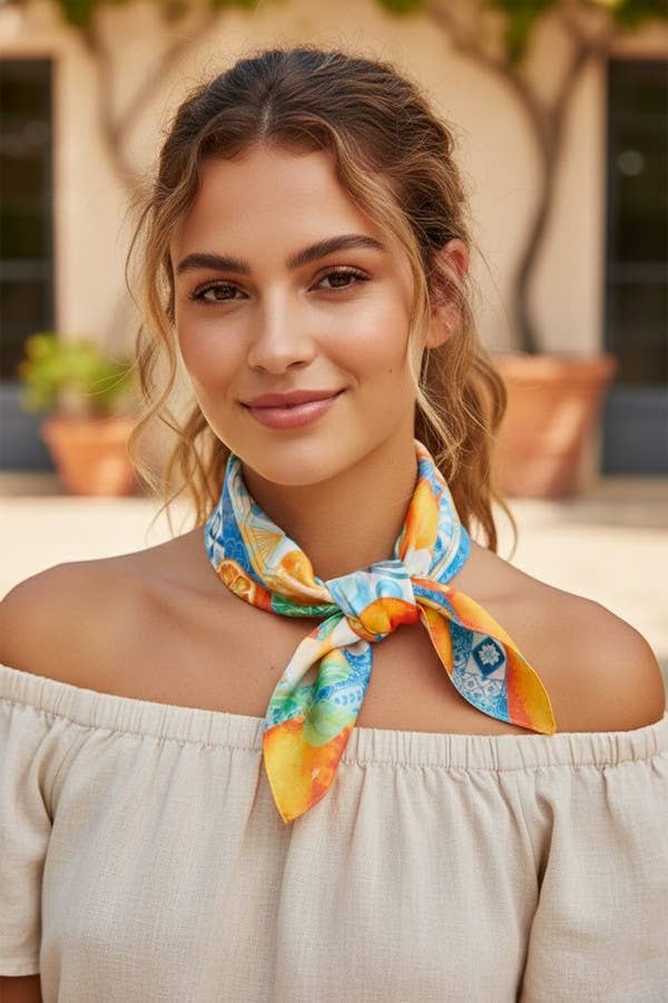 Orange Mosaic Print Bandana BS0129: Coral