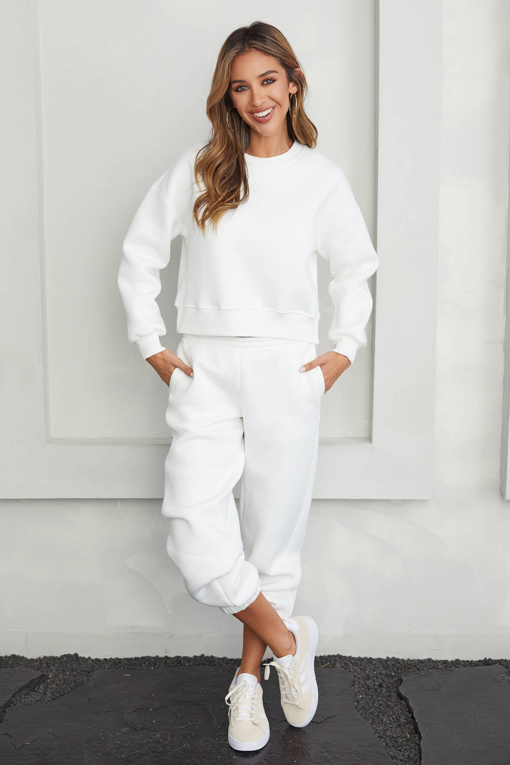MILIO MILANO - COZY FLEECE CROP CREW NECK PULLOVER (77112)