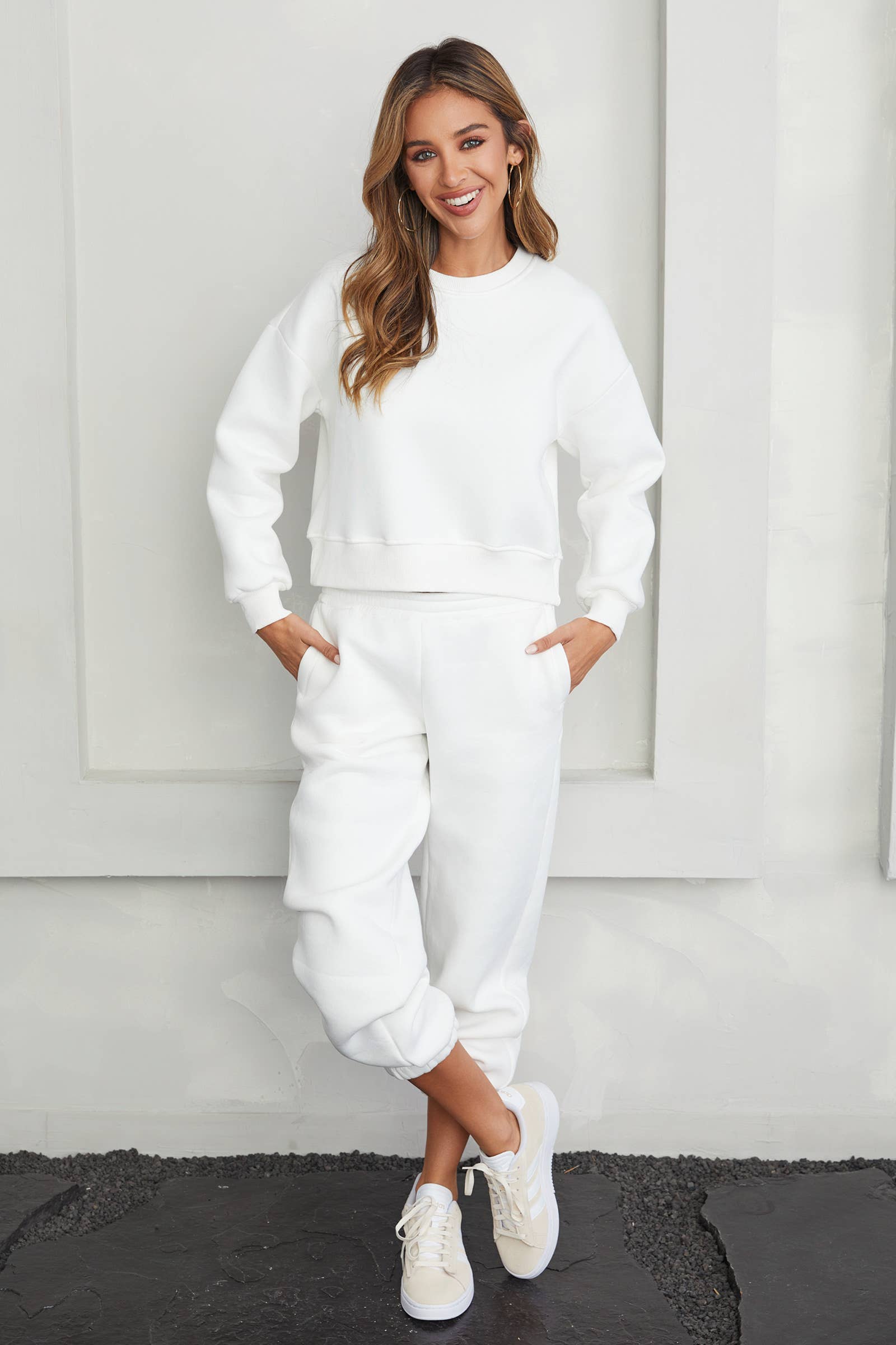 MILIO MILANO - COZY FLEECE CROP CREW NECK PULLOVER (77112)