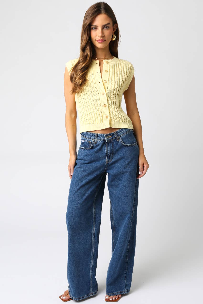 Olivaceous Eliza Sweater Vest In Butter