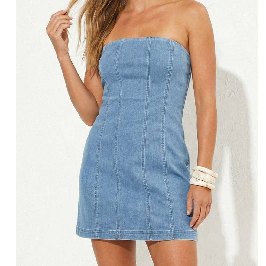Strapless Mini Denim Dress