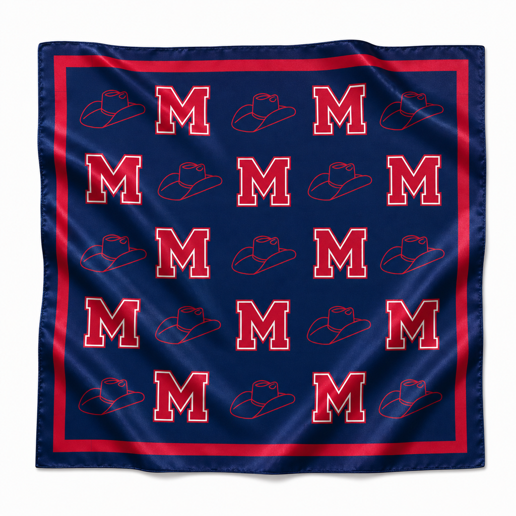 Red & Navy Gameday Bandana Scarf OLE MISS MASCOT
