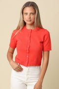 Olivaceous Leia Short Sleeve Knit Top In Orange