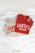 OAT COLLECTIVE - SANTA'S FAVORITE Graphic Sweatshirt: CRANBERRY HEATHER / XL