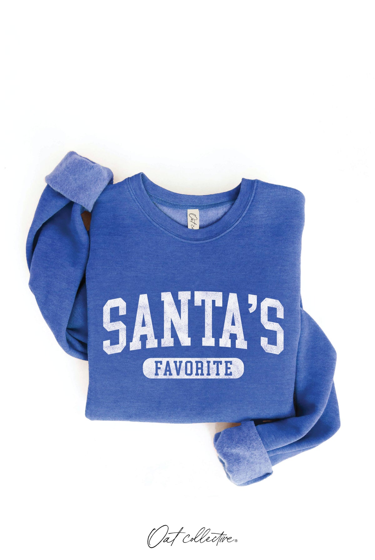 OAT COLLECTIVE - SANTA'S FAVORITE Graphic Sweatshirt: CRANBERRY HEATHER / XL