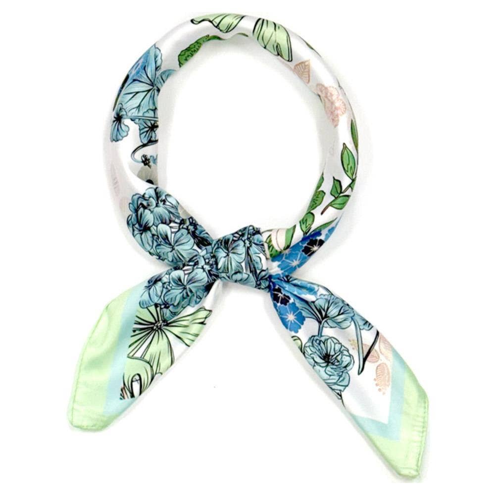 FLOWER PATTERN SILKY SQUARE BANDANA NECK SCARF 4: Pk