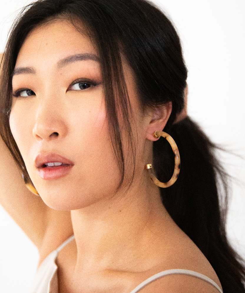 Hoo Hoops - Tortoise Shell Hoop Earrings: Large