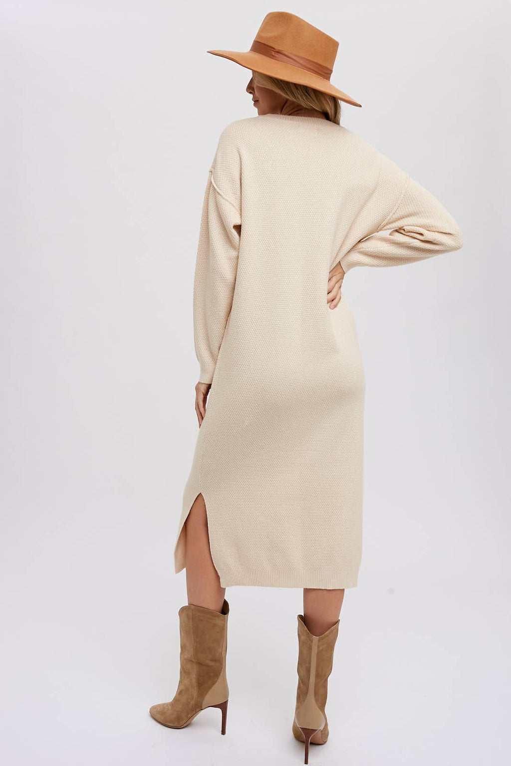 Bluivy - BUTTON FRONT MIDI SWEATER DRESS: FOREST / M