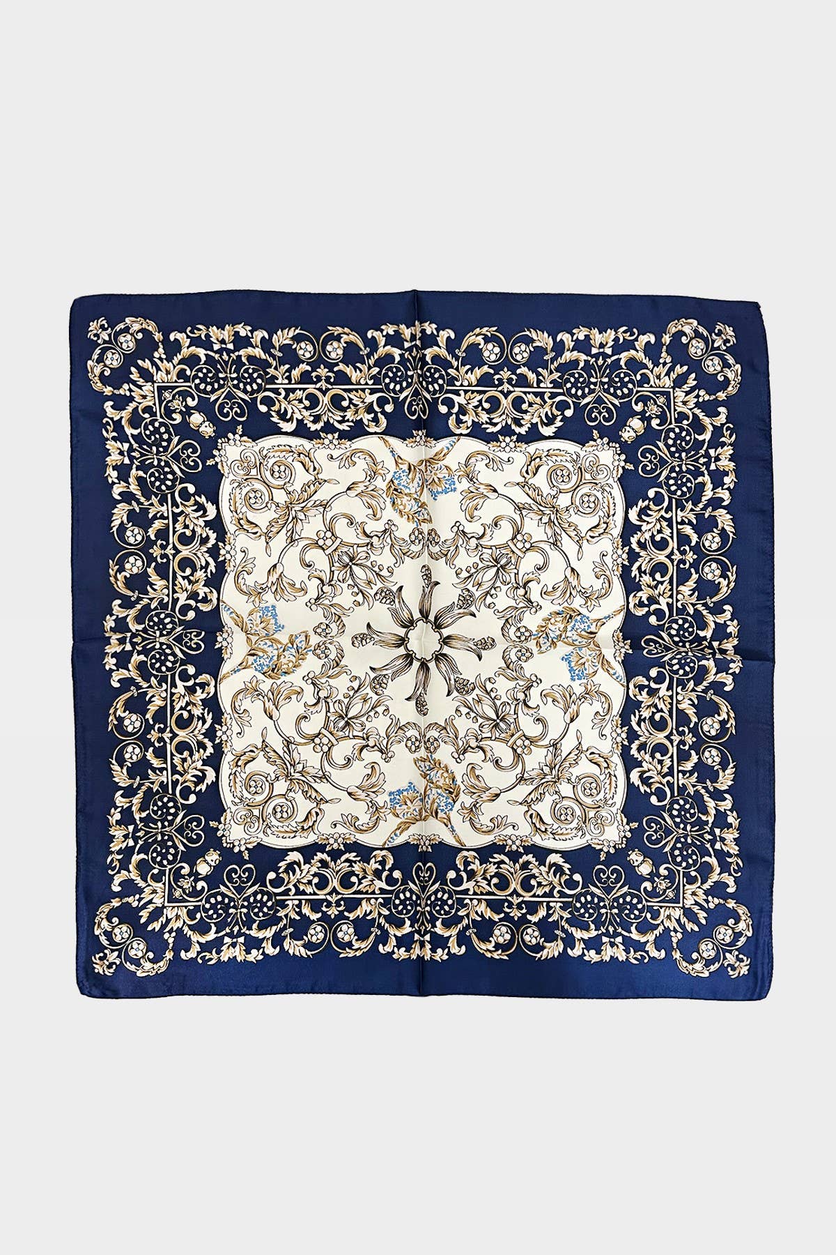 Intricate Baroque-inspired Motif Print Scarf: Pink