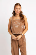 Karlie Brown Shell Embroidery Tank and Pant Set
