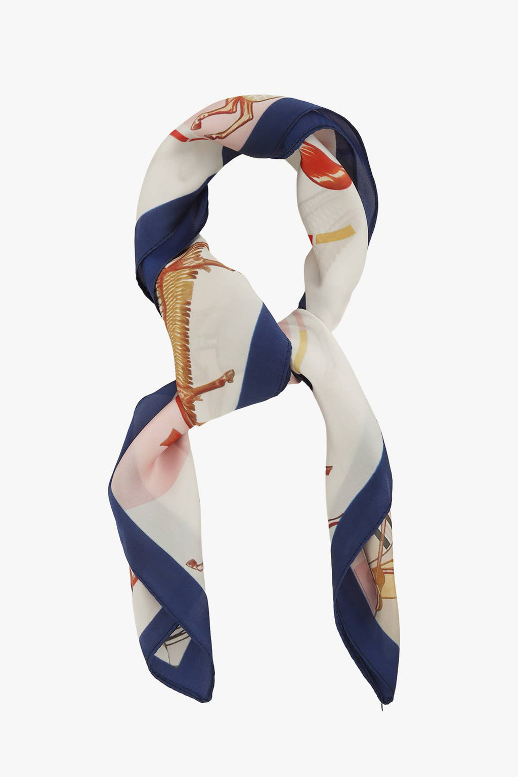 EQUESTRIAN HORSE PRINTED SQUARE SCARF ICS1081: ORANGE