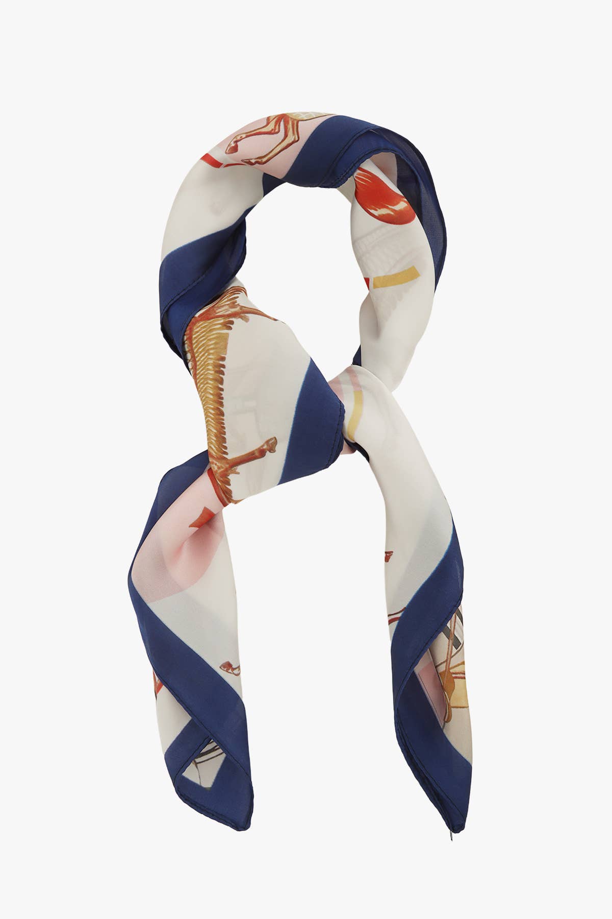 EQUESTRIAN HORSE PRINTED SQUARE SCARF ICS1081: ORANGE